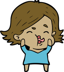 cartoon girl pulling face