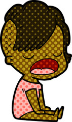 cartoon cool hipster girl talking