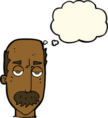 cartoon bored old man with thought bubble