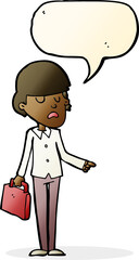 cartoon arrogant businessman pointing with speech bubble