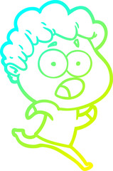 cold gradient line drawing of a cartoon man gasping in surprise
