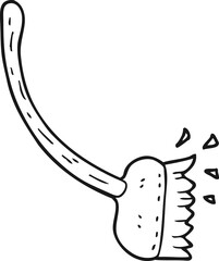 freehand drawn black and white cartoon sweeping brush