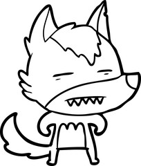 cartoon wolf showing teeth