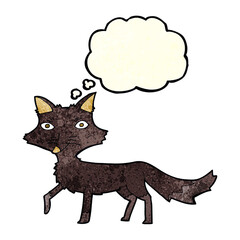 cartoon little wolf with thought bubble