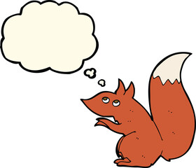 cartoon red squirrel with thought bubble