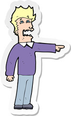 sticker of a cartoon man accusing