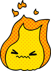 freehand drawn cartoon of cute kawaii fire flame
