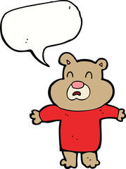 cartoon unhappy bear  with speech bubble