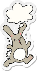 cartoon rabbit with thought bubble as a printed sticker