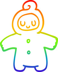 rainbow gradient line drawing of a cartoon human baby