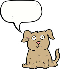 cartoon happy dog with speech bubble