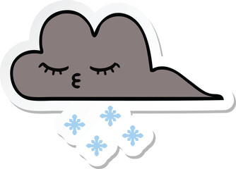 sticker of a cute cartoon storm snow cloud