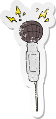 retro distressed sticker of a cartoon microphone