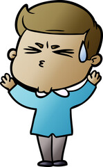 cartoon man sweating