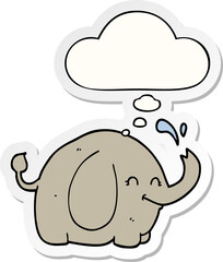 cartoon elephant with thought bubble as a printed sticker