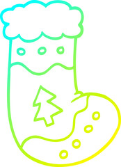 cold gradient line drawing of a cartoon christmas stockings