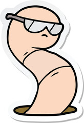 sticker of a cartoon cool worm