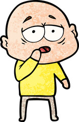 Obraz premium cartoon tired bald man