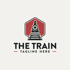 Vintage Old Locomotive Train Machine Logo Design Vector. Simple vintage old locomotive train logo design template illustration