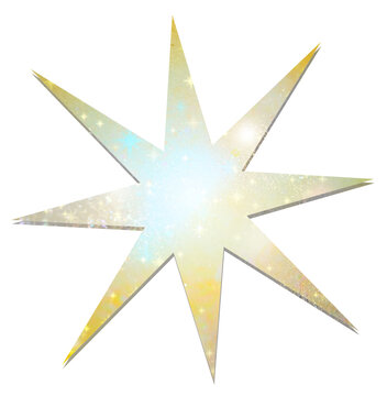 Ein funkelnder Stern in Gold und Cyan, der freigestellt als Gestaltungselement in eigene Designs eingebunden werden kann
