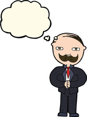 cartoon old man with mustache with thought bubble