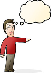 cartoon angry man pointing with thought bubble
