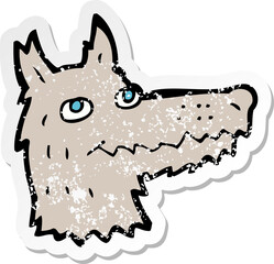 retro distressed sticker of a cartoon wolf head