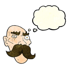 cartoon angry old man with thought bubble