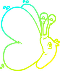 cold gradient line drawing of a funny cartoon butterfly