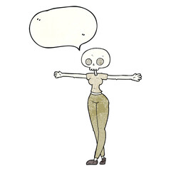 freehand speech bubble textured cartoon zombie woman