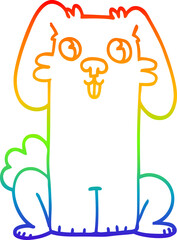 rainbow gradient line drawing of a cartoon cute bunny