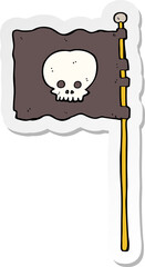 sticker of a cartoon waving pirate flag
