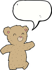 cartoon teddy bear with speech bubble
