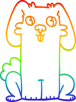 recommend clip art: rainbow gradient line drawing of a cartoon cute bunny