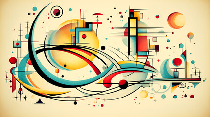 Vintage, abstract colorful illustration in futuristic style - Legal AI