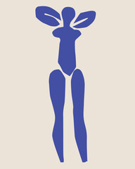 contemporary minimalist illustration of blue human body silhouette