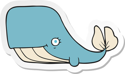 sticker of a cartoon happy whale