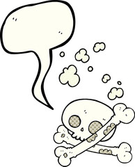 freehand drawn comic book speech bubble cartoon old pile of bones