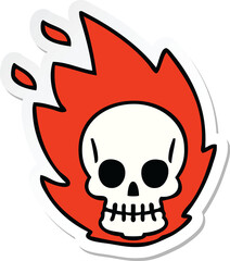 sticker of a quirky hand drawn cartoon skull