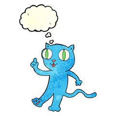 cartoon  cat with idea with thought bubble