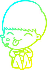 cold gradient line drawing of a cartoon rude man
