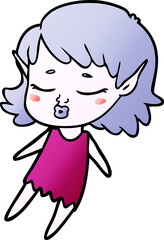 pretty cartoon elf girl flying