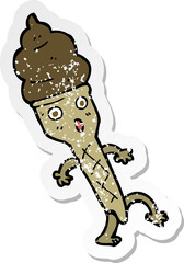 retro distressed sticker of a cartoon ice cream
