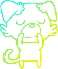 cold gradient line drawing of a cartoon dog