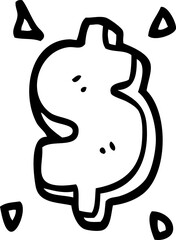 line drawing cartoon dollar sign