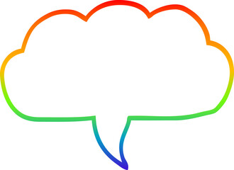 rainbow gradient line drawing of a cartoon cloud speech bubble
