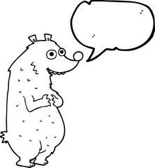 freehand drawn speech bubble cartoon bear
