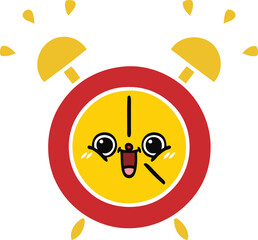 flat color retro cartoon of a alarm clock