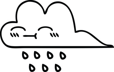 line drawing cartoon of a rain cloud