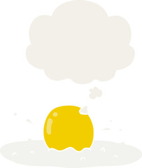 cartoon fried egg with thought bubble in retro style